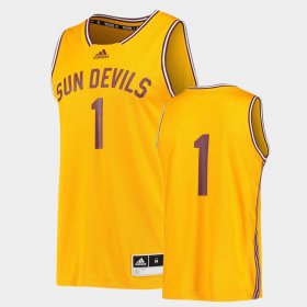 #1 Arizona State Sun Devils Reverse Retro Mens Gold Jersey 133102-368