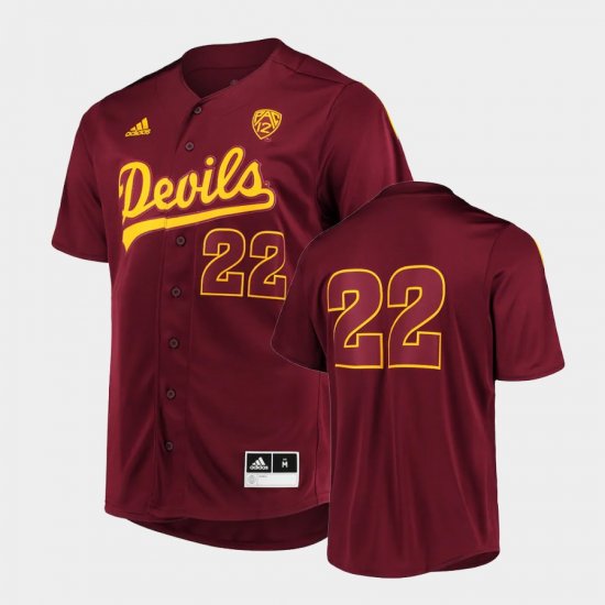 #22 College Baseball Arizona State Button-Up Men Maroon Jerseys 934380-319