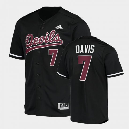 #7 Conor Davis College Baseball Sun Devils 2022 Replica Mens Black Jerseys 845081-494