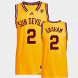 #2 Jalen Graham College Basketball Arizona State Reverse Retro Basketball Men's Gold Jersey 116366-906