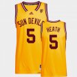 #5 Jay Heath College Basketball Sun Devils Reverse Retro Basketball Mens Gold Jersey 482031-891