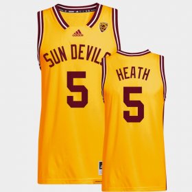 #5 Jay Heath College Basketball Sun Devils Reverse Retro Basketball Mens Gold Jersey 482031-891