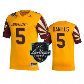 #5 Jayden Daniels College Football Arizona State Sun Devils Las Vegas Bowl Alternate Men's Gold Jersey 949350-538