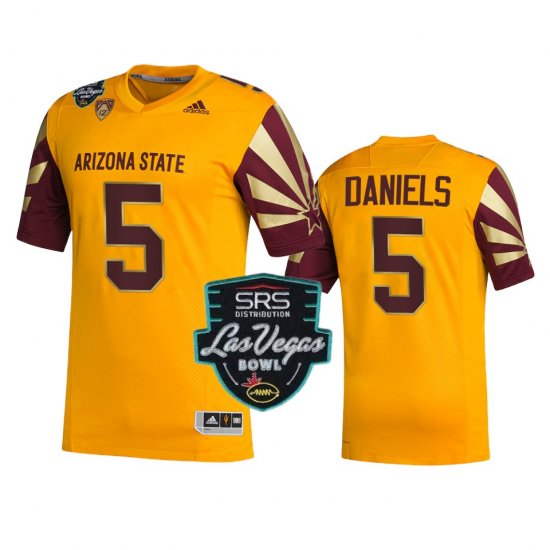 #5 Jayden Daniels College Football Arizona State Sun Devils Las Vegas Bowl Alternate Men\'s Gold Jersey 949350-538