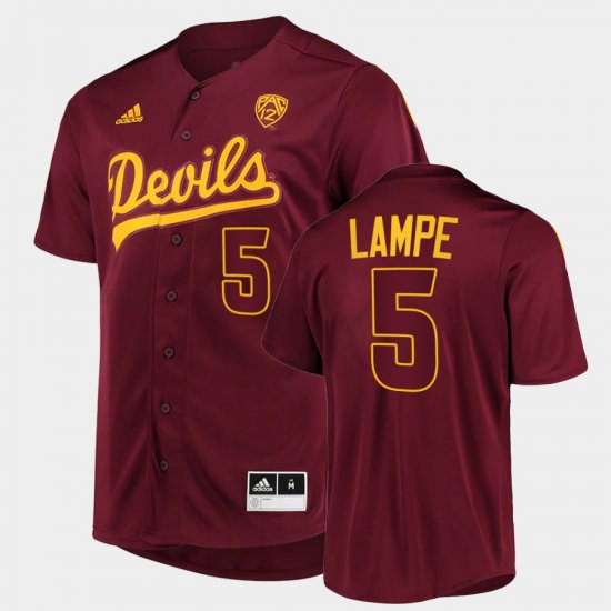 #5 Joe Lampe College Baseball Sun Devils 2022 Button-Up Men\'s Maroon Jerseys 365674-532