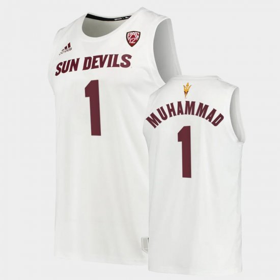 #1 Luther Muhammad College Basketball Arizona State Sun Devils Mens White Jersey 396645-754