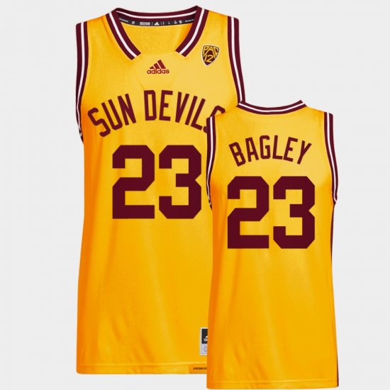 #23 Marcus Bagley College Basketball Arizona State University Reverse Retro Mens Gold Jerseys 596552-717