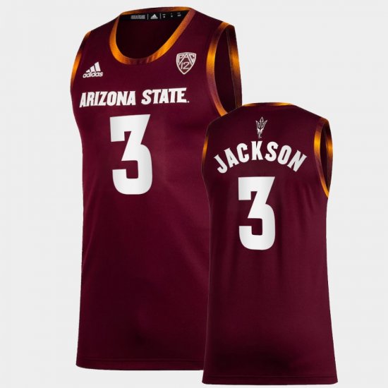 #3 Marreon Jackson College Basketball Sun Devils Mens Maroon Jerseys 315992-820