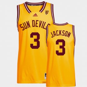 #3 Marreon Jackson College Basketball Arizona State Sun Devils Reverse Retro Basketball Men Gold Jerseys 731936-161