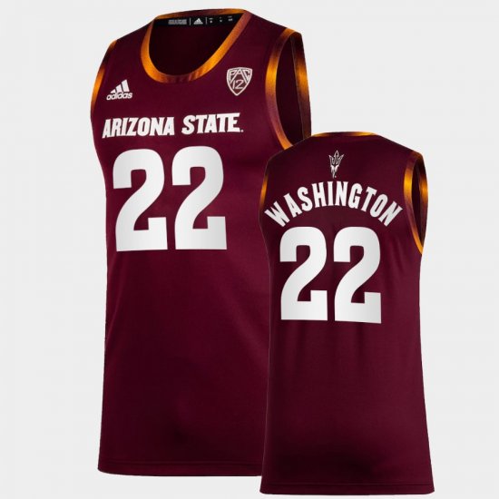 #22 Warren Washington College Basketball Arizona State University Men\'s Maroon Jersey 716407-669