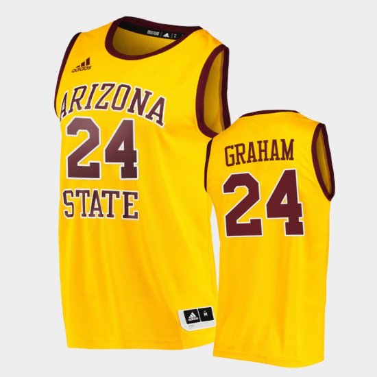 #24 Jalen Graham College Basketball Arizona State University Player Men\'s Gold Jersey 726995-721