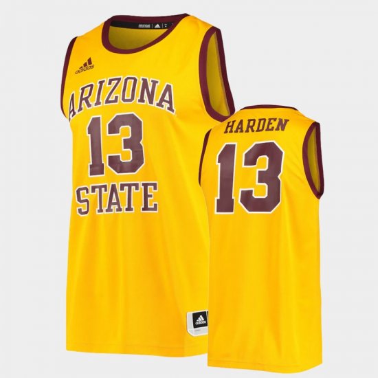 #13 James Harden College Basketball Arizona State University Player Mens Gold Jerseys 499499-257