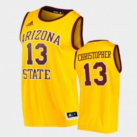 #13 Josh Christopher College Basketball Arizona State Player Men's Gold Jerseys 820214-191