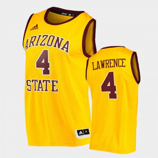 #4 Kimani Lawrence College Basketball Arizona State Player Men\'s Gold Jerseys 365883-833