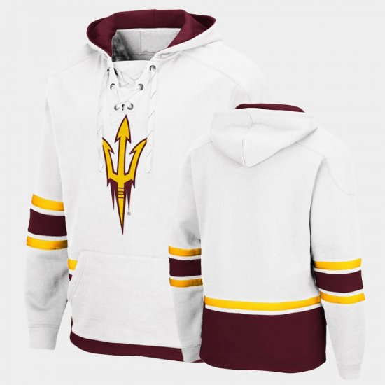 College Hockey 3.0 Arizona State Lace-up Pullover Men\'s White Hoodie 138743-598