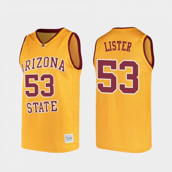 #53 Alton Lister Alumni Arizona State College Basketball Men\'s Gold Jersey 887961-290