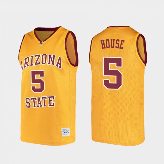 #5 Eddie House Alumni Arizona State University College Basketball Men Gold Jerseys 122415-764