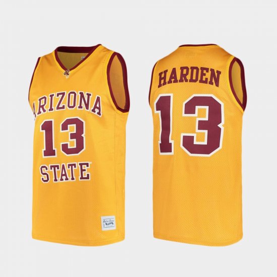 #13 James Harden Alumni Sun Devils College Baketball Mens Gold Jersey 325037-634