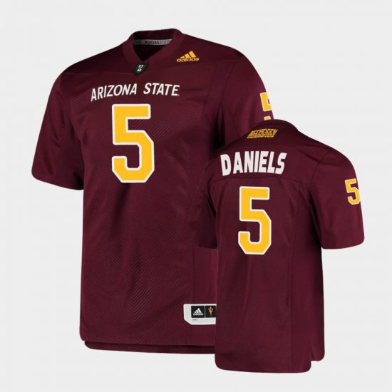 #5 Jayden Daniels College Football Arizona State Premier Men Maroon Jersey 674591-132