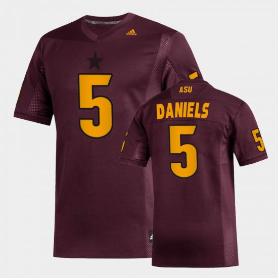 #5 Jayden Daniels Replica Arizona State Sun Devils Football Men\'s Maroon Jersey 642370-637