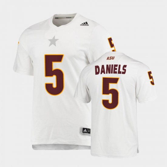 #5 Jayden Daniels Replica Arizona State AEROREADY Men\'s White Jersey 633733-121