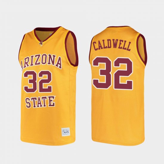 #32 Joe Caldwell Alumni Arizona State University College Basketball Men Gold Jerseys 211016-838