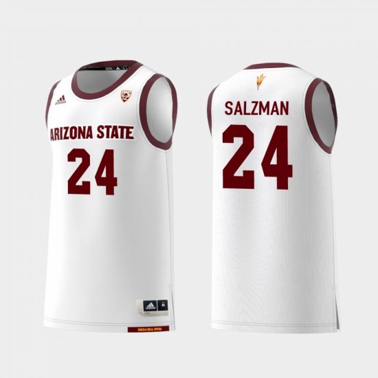 #24 Jordan Salzman Replica Sun Devils College Basketball Mens White Jersey 612264-359