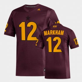 #12 Kejuan Markham Replica Arizona State Sun Devils Football Men's Maroon Jerseys 586891-344