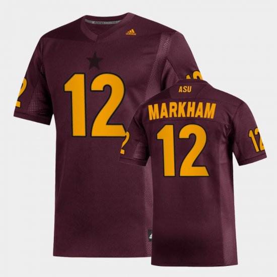 #12 Kejuan Markham Replica Arizona State Sun Devils Football Men\'s Maroon Jerseys 586891-344