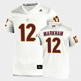 #12 Kejuan Markham Replica Arizona State Football Men's White Jersey 301319-881