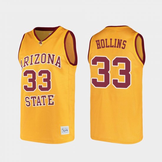 #33 Lionel Hollins Alumni Arizona State Sun Devils College Basketball Men Gold Jersey 933533-940