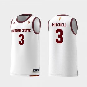 #3 Mickey Mitchell Replica Arizona State Sun Devils College Basketball Men's White Jerseys 972958-686