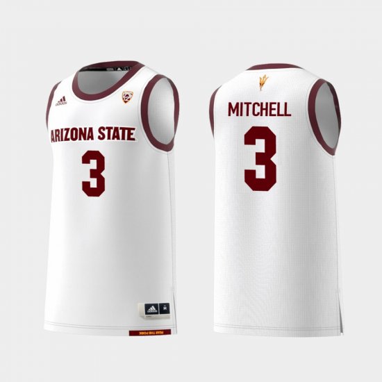 #3 Mickey Mitchell Replica Arizona State Sun Devils College Basketball Men\'s White Jerseys 972958-686