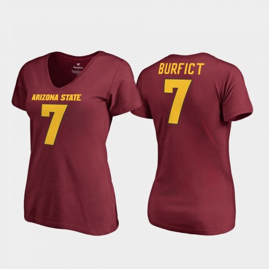 #7 Vontaze Burfict College Legends Arizona State University V-Neck Womens Maroon T-Shirts 352811-516